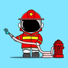 Firefighter Astronaut Holds Hydrant