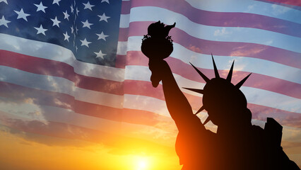 Statue of Liberty. USA. National holiday concept.