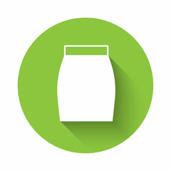 White Skirt icon isolated with long shadow background. Green circle button. Vector