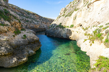 Tourist spot in the north of the island of Gozo in Malta called Wied il-Ghasri