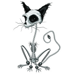 Kat skelet griezelig Halloween karakter vectorillustratie geïsoleerd op wit