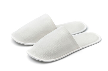 Pair of white disposable textile slippers