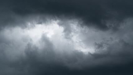 Dark moody clouds panorama, ominous weather