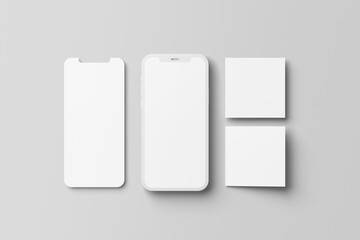 Phone Mockup with Blank Social Media Posts Template. Present Your Products and Branding.