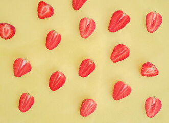 Frame made of fresh ripe strawberry on color background