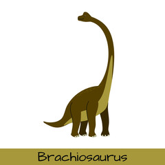 Brachiosaurus dinosaur vector illustration isolated on white background.
