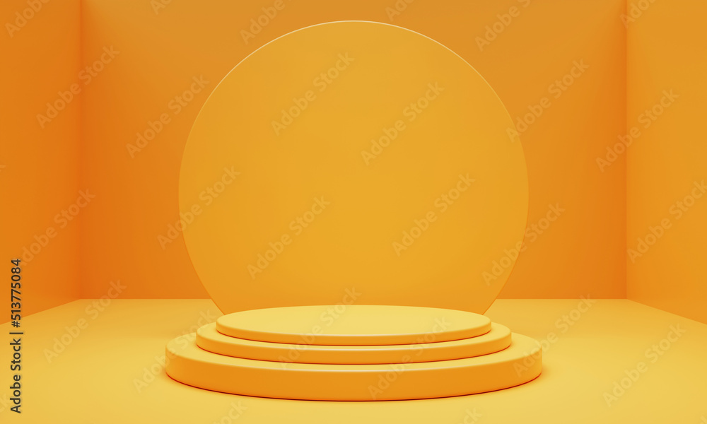 Aufkleber abstract geometric shape in yellow color for product podium presentation background. art and color c
