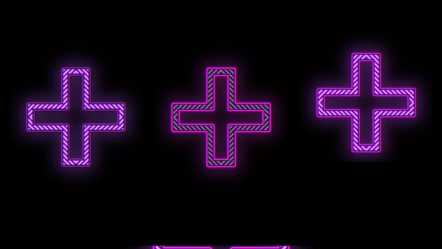 Crosses pattern with purple neon light, motion abstract disco, club and party style background