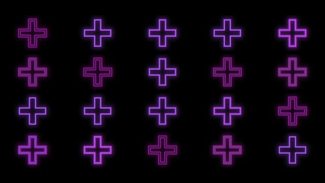 Crosses pattern with purple neon light, motion abstract disco, club and party style background