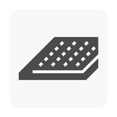 Plasterboard vector icon. May called drywall, gypsum board, sheetrock or gypsum panel. Construction material with thickness, fire resistant or insulated for wall, ceiling. Installation by adhesive.

