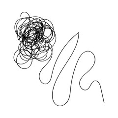 Vector drawing confusion of thoughts. The flow of thoughts, emotions, consciousness. The concept of coaching, psychoanalysis, therapy. line drawing in udl style