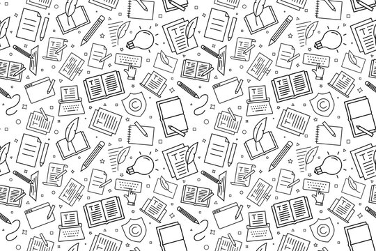 Vector writing pattern. Writing seamless background	
