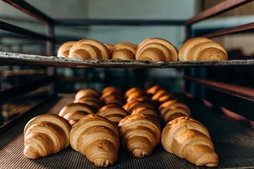 Gordijnen croissant making factory bakery fresh cook biscuit © Roman