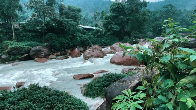 Jhalong River, Kalimpong, India - Located near Neora Valley national park popular for tourist for nature walk, trekking, weekend activity and wilderness resorts.