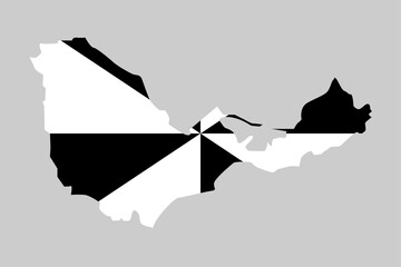 Silueta del mapa de Ceuta con su bandera sobre fondo gris