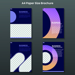 Brochure creative design. Multipurpose template, include cover, back and inside pages. Trendy minimalist flat geometric design.gradient circle Minimal brochure layout. A4 size brochure.
