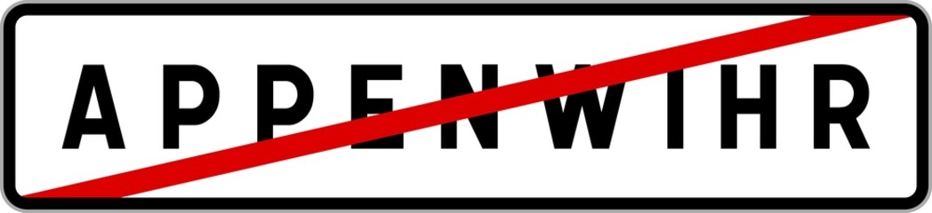 Panneau sortie ville agglomération Appenwihr / Town exit sign Appenwihr