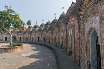 Panoramic image of 108 Shiva Temples of Kalna, Burdwan , West Bengal. A total of 108 temples of...