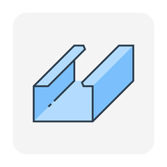 Aluminium frame profile called stud vector icon for construction wall and ceiling framing structure for install, attaching and fixings, board, drywall, plasterboard or gymsum panel.

