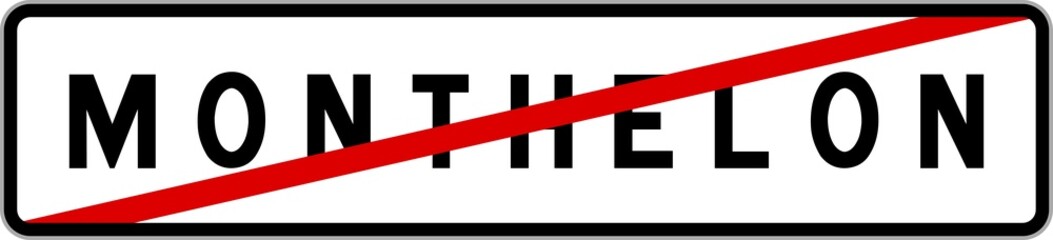 Panneau sortie ville agglomération Monthelon / Town exit sign Monthelon