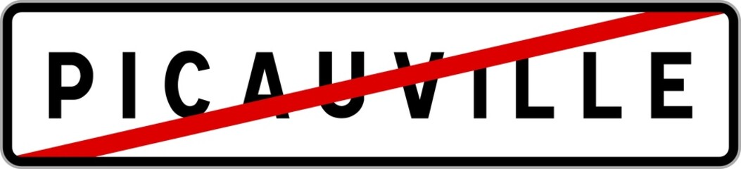 Panneau sortie ville agglomération Picauville / Town exit sign Picauville