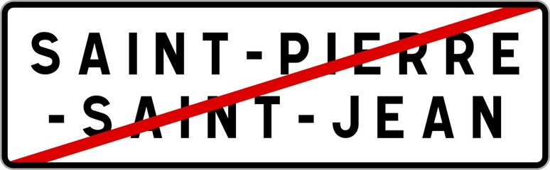 Panneau sortie ville agglomération Saint-Pierre-Saint-Jean / Town exit sign Saint-Pierre-Saint-Jean