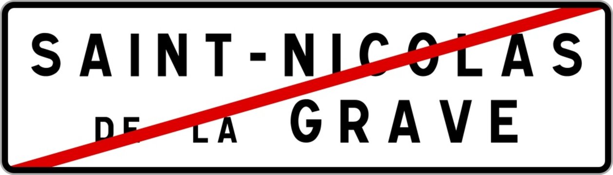 Panneau sortie ville agglom&eacute;ration Saint-Nicolas-de-la-Grave / Town exit sign Saint-Nicolas-de-la-Grave
