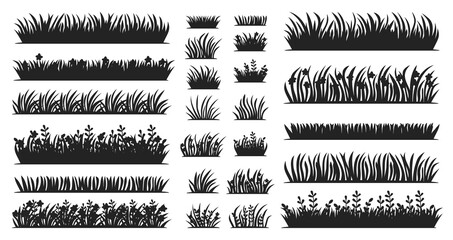 Grass flat Vector Silhouettes Collections