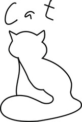 Cat with inscription Line Art  on a white background