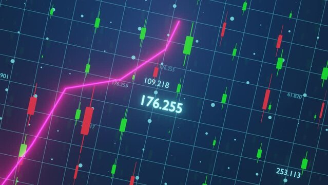 Stock market graph investment graph concept 3d rendering. 3d render, abstract financial chart with uptrend line graph in stock market on green light background. Financial business technology hologram