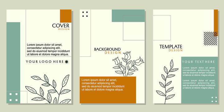 modern and natural cover template with hand drawn leaf elements. abstract background design for presentations, catalogs, brochures