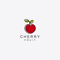 Template Cherry minimalist logo design with line style color vector