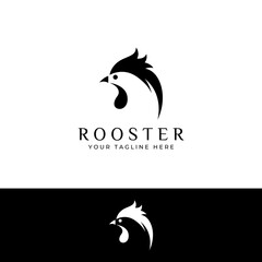 Chicken logo, rooster head logo with fish combination. Logo for company business, restaurant or restaurant or food stall. Using penditan simple vector illustration.