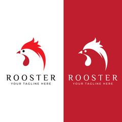 Chicken logo, rooster head logo with fish combination. Logo for company business, restaurant or restaurant or food stall. Using penditan simple vector illustration.
