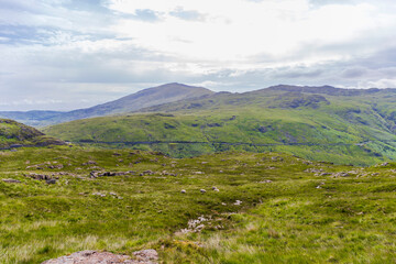 Beautiful landscape panorama of Snowdonia National Park in North Wales. UK