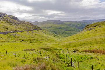 Beautiful landscape panorama of Snowdonia National Park in North Wales. UK