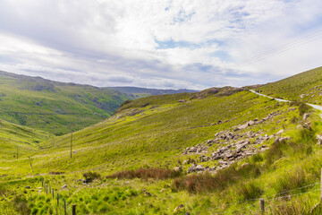 Fototapeta na wymiar Beautiful landscape panorama of Snowdonia National Park in North Wales. UK
