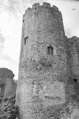 Fototapeta na wymiar Conwy Castle - 13th-century estuary fortress with scenic battlement 