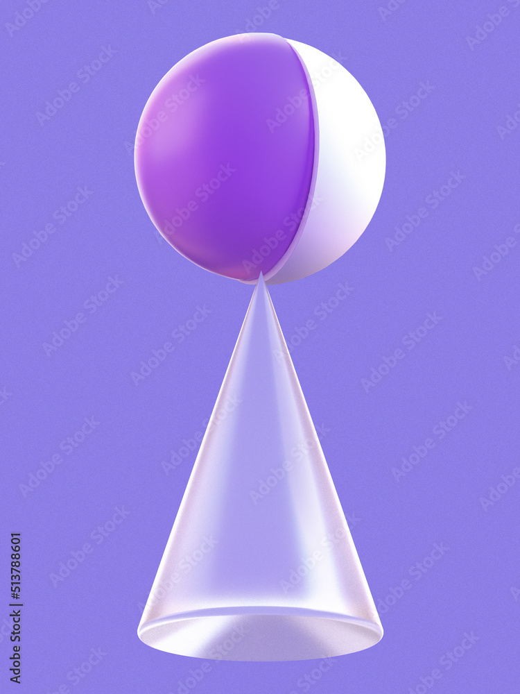Aufkleber 3d rendered illustration in purple and light colors. a minimal abstract scene with geometrical forms