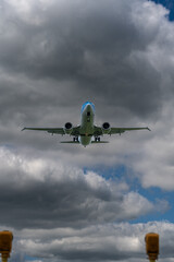 Airplane on approach to an airport