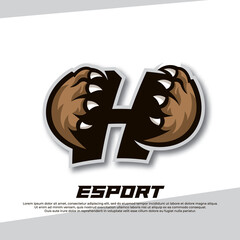 Claw esport logo letter H, Tiger esport logo, Bear claw esport, Fox esport logo, Coyote esport logo - obrazy, fototapety, plakaty