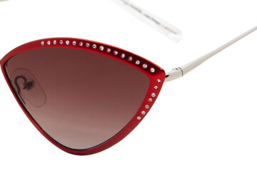 Cat eye Sunglasses luxury fashion polarized red shades and metal red frame with crystals designer...