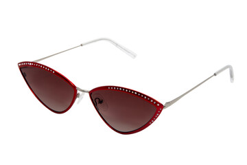 Cat eye Sunglasses luxury fashion polarized red shades and metal red frame with crystals designer...