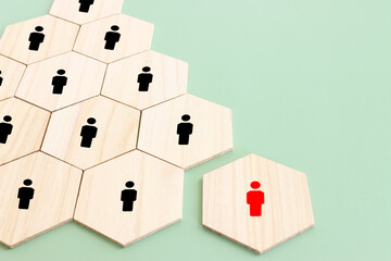 business concept image of blocks with people icons ,human resources and management concept