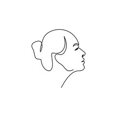 One Continuous Line Drawing of a Woman's Face