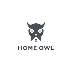 Owl With Symbol Home Logo Design