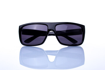 Black sunglasses on white background