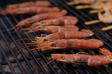 Grilled shrimp at the street food festival.