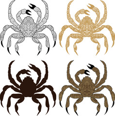 Crab zentangle arts, Antistress coloring page for adults with sea crab