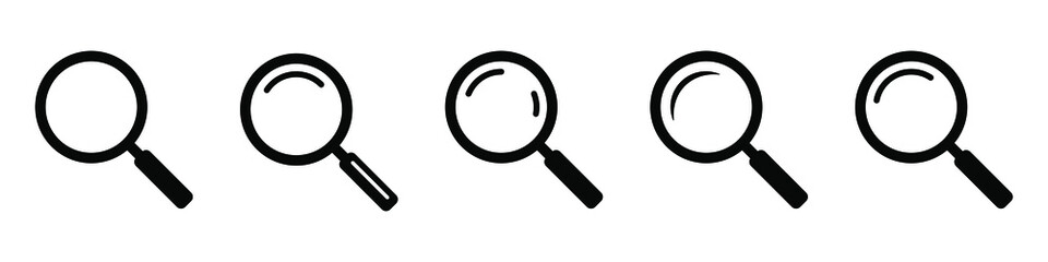 Magnifying glass icon, vector magnifier or loupe sign. Search icon.